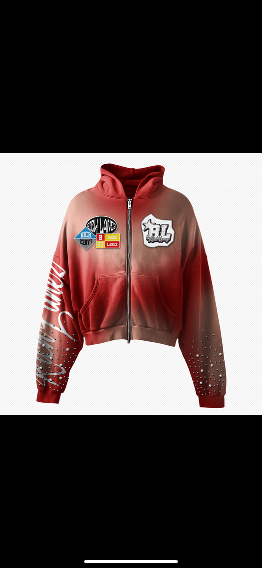Red Rich Lanez patched zipup