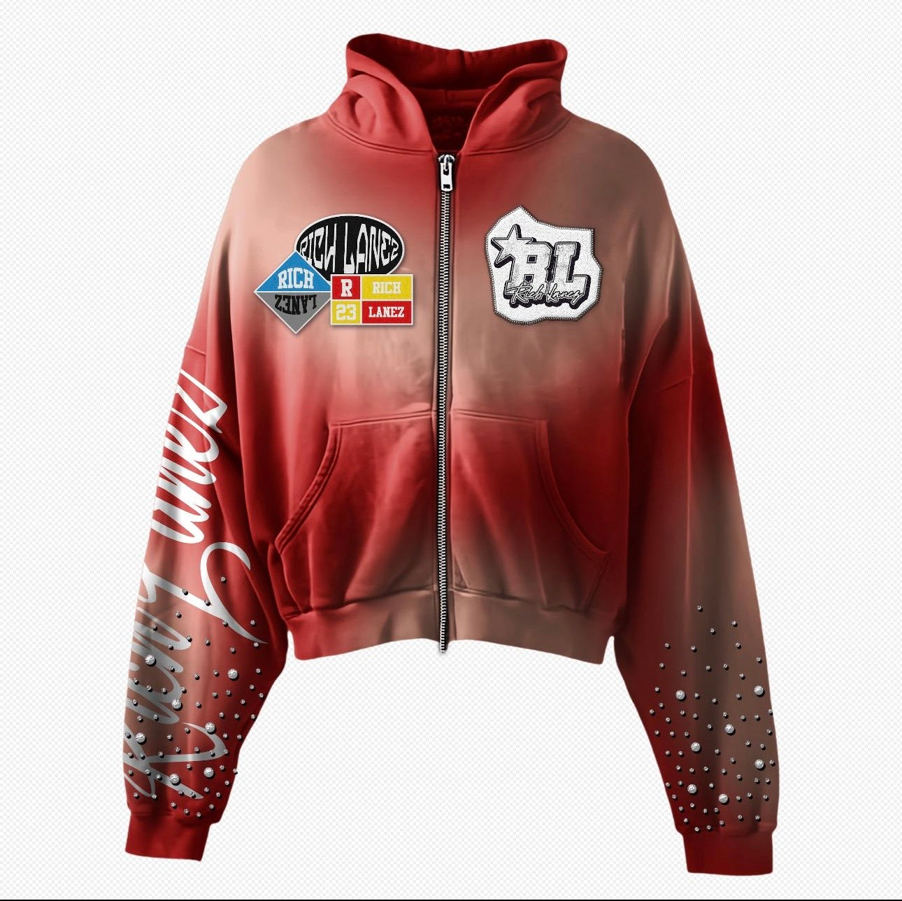 Red Rich Lanez patched zipup