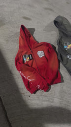 Rich Lanez™ Patched Zip-Up Red